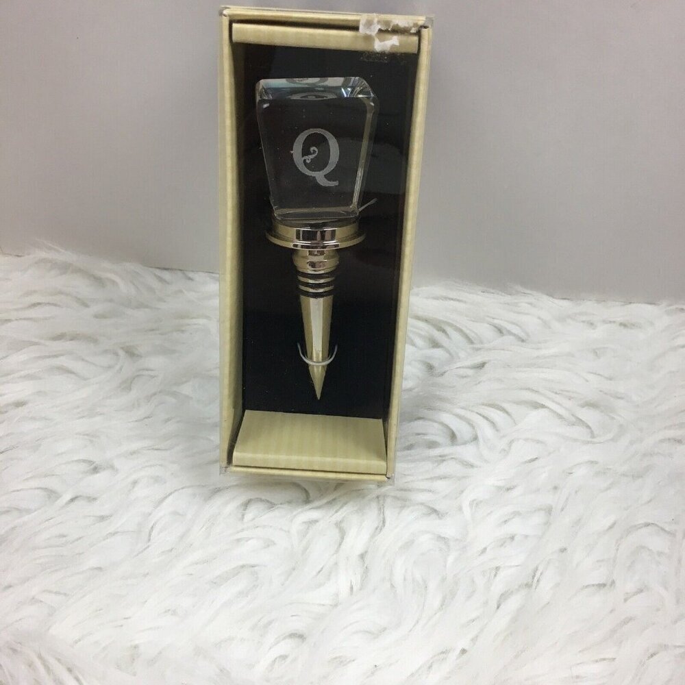 Crystal Glass Monogram "Q" Wine Bottle Stopper Cypress Home